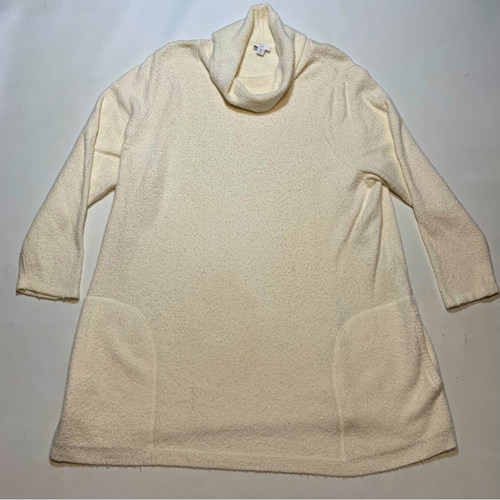 J. Jill Women's 4XL 4X Textured Cream Cowl Neck Sweater Pockets 229234 Comfy